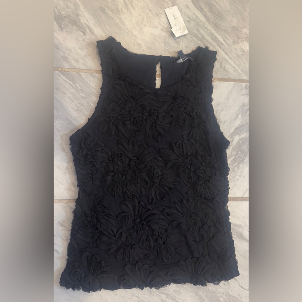 NWT Banana Republic Womens Black Floral Sleeveless Top Size Small